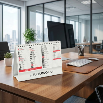 Calendari da tavolo personalizzati con logo - Calendario da tavolo personalizzabile con spirale e 13 fogli staccabili