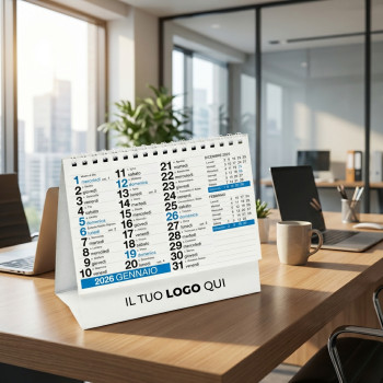 Calendari da tavolo personalizzati con logo - Calendario da tavolo personalizzabile con spirale metallo e carta alta qualità