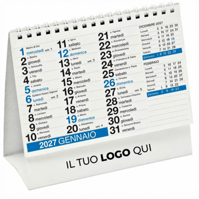 Calendario da tavolo personalizzabile con spirale metallo e carta alta qualità