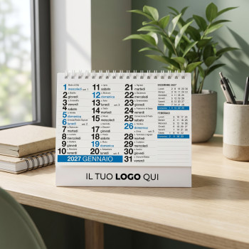 Calendari da tavolo personalizzati con logo - Calendario da tavolo personalizzabile con spirale metallo e carta alta qualità