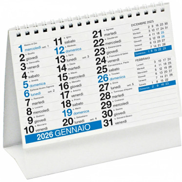 Calendario da tavolo personalizzabile con spirale metallo e carta alta qualità