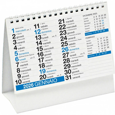 Calendario da tavolo personalizzabile con spirale metallo e carta alta qualità