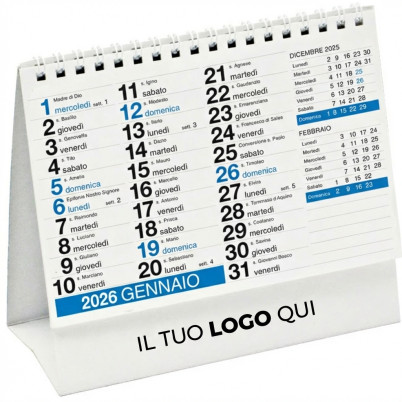 Calendario da tavolo personalizzabile con spirale metallo e carta alta qualità