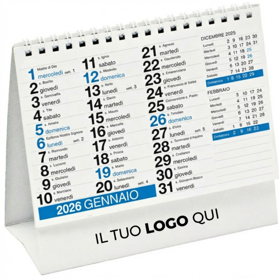 Calendario da tavolo personalizzabile con spirale metallo e carta alta qualità
