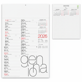 Calendario mensile personalizzabile con 12 fogli e pagina note sul retro 30 x 47 cm