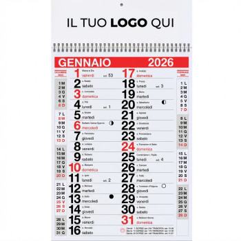 Calendari olandesi 2026 personalizzati - Calendario mensile personalizzabile con rilegatura a spirale e stampa colori
