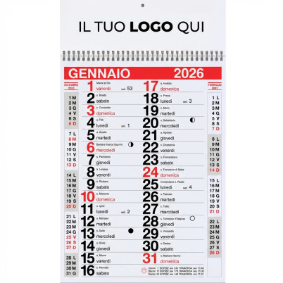 Calendario mensile personalizzabile con rilegatura a spirale e stampa colori