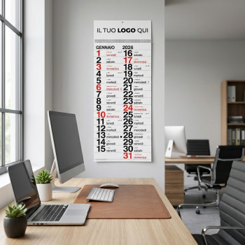 Calendari olandesi 2026 personalizzati - Calendario mensile personalizzabile con spirale e carta lucida 28,5 x 71 cm