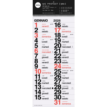 Calendario mensile personalizzabile con spirale e carta lucida