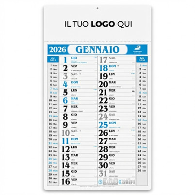 Calendario olandese gigante con vista mensile e testata rinforzata 31 x 53,5 cm