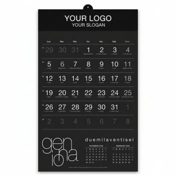Calendari olandesi 2026 personalizzati - Calendario olandese personalizzato Black con testata rinforzata
