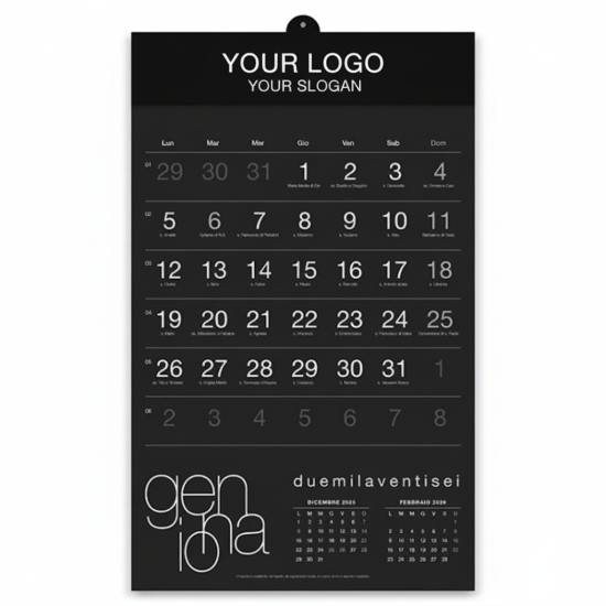 Calendario olandese personalizzato Black con testata rinforzata