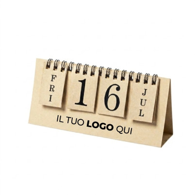 Calendario perpetuo personalizzabile in cartone riciclato con anelli neri