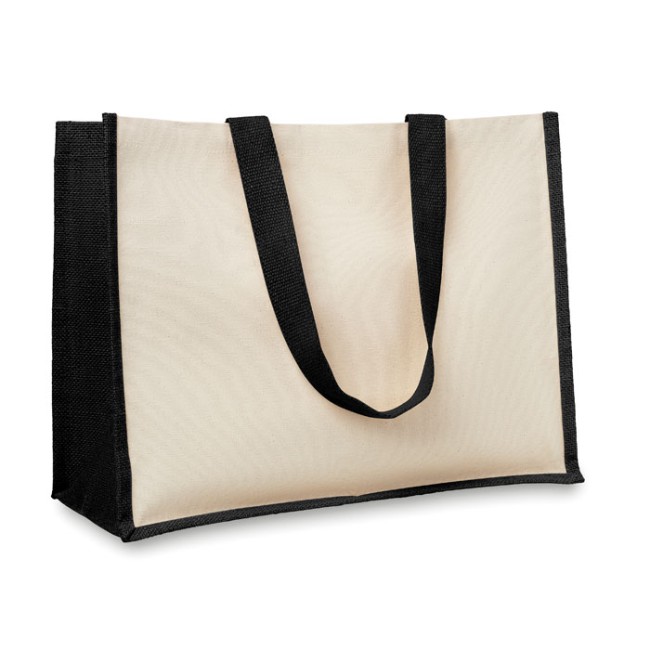 Borse shopper juta personalizzate con logo - CAMPO DE FIORI - Shopper in juta e tela