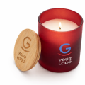 Candela profumata personalizzabile barattolo vetro opaco con bamboo
