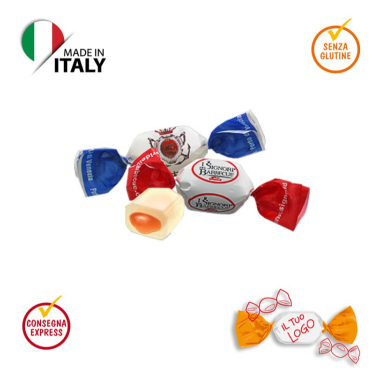Caramelle e dolci personalizzati con logo - Caramelle personalizzate doppio fiocco