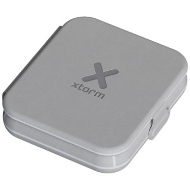 Gadget per smartphone personalizzato con logo - Caricabatterie da viaggio wireless 2 in 1 pieghevole da 15 W Xtorm XWF21