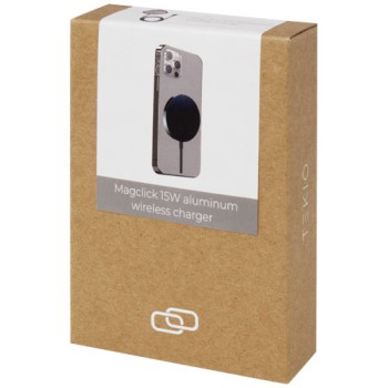 Gadget per smartphone personalizzato con logo - Caricabatterie wireless in alluminio da 15 W Magclick
