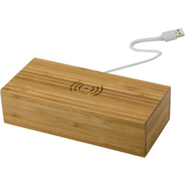 Gadget ecologico ecosostenibile personalizzato - regalo aziendale - Caricabatterie wireless in bamboo con orologio Rosie