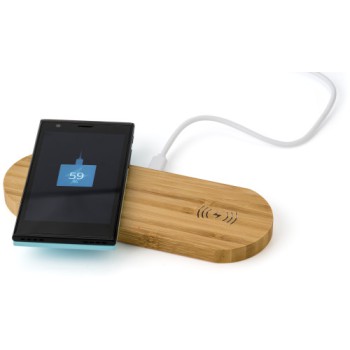 Gadget ecologico ecosostenibile personalizzato - regalo aziendale - Caricatore wireless doppia posizione in bamboo Tatum