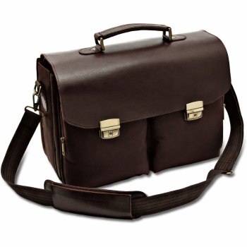 Borse personalizzate con logo - Cartella personalizzabile marrone in pelle e nylon con tracolla regolabile