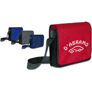 Gadget scontato personalizzato con logo - Cartella portadocumenti, con uno scomparto interno, portapenne, con tracolla e doppia chiusura in velcro.