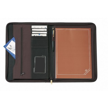 Cartella portadocumenti personalizzabile in pelle con chiusura zip o bottone