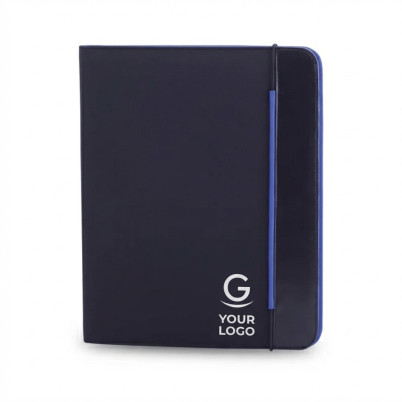 Cartellina personalizzabile bicolore in microfibra con blocco note estraibile