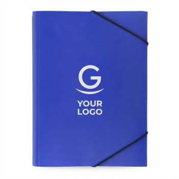 Cartellina personalizzabile semitrasparente con chiusura elastica e piegatura tripla