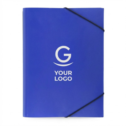 Cartellina personalizzabile semitrasparente con chiusura elastica e piegatura tripla