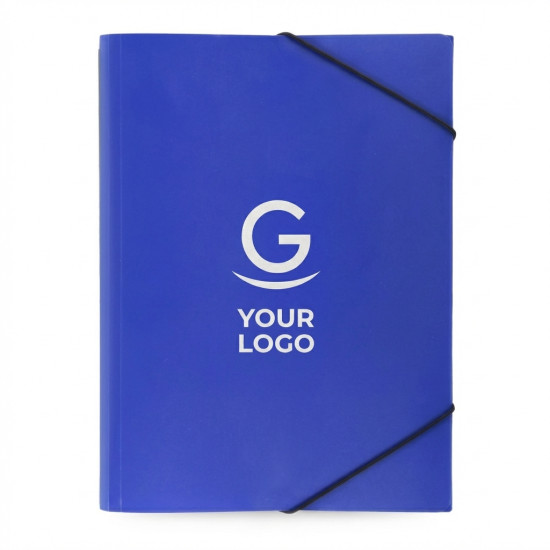 Cartellina personalizzabile semitrasparente con chiusura elastica e piegatura tripla