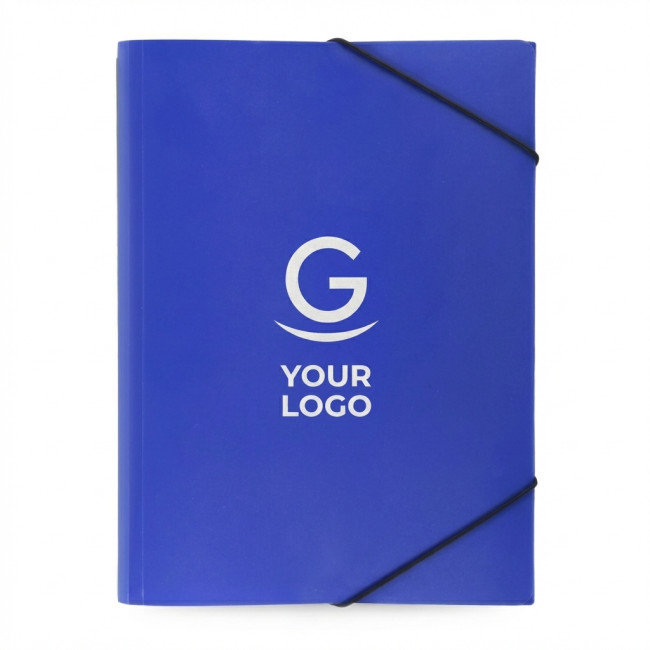 Cartellina personalizzabile semitrasparente con chiusura elastica e piegatura tripla