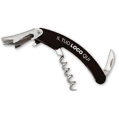 Cavatappi 3 in 1 personalizzabile metallo opaco con coltellino apribottiglie levacapsule