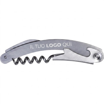 Cavatappi personalizzati con logo - Cavatappi da cameriere in acciaio inox Dana con leva ergonomica