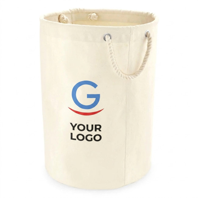 Cesti Personalizzati con Logo - Cesta in cotone canvas Westford Mill con manici in corda L