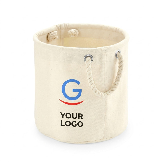 Cesti Personalizzati con Logo - Cesta in cotone canvas Westford Mill con manici in corda S