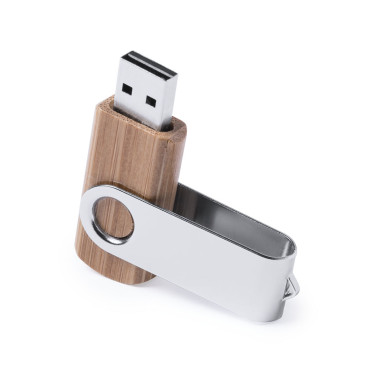 Chiave USB naturale personalizzabile 16 GB in legno di bambù e metallo