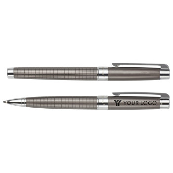 Penna di lusso elegante di qualità personalizzata con logo - Charles Dickens®, set scrittura in metallo Alan