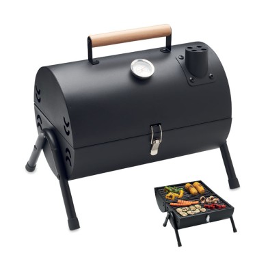 Barbecue portatile con camino integrato e manico in legno