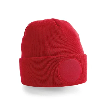Circular Patch Beanie personalizzabile Beechfield in acrilico soft-touch