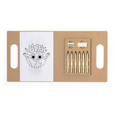 Set da colorare personalizzabile in cartone riciclato con matite e accessori