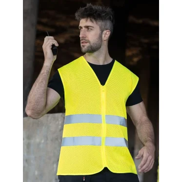 Gilet personalizzabile Korntex alta visibilità con rete traspirante