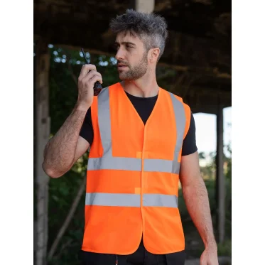 Gilet personalizzato Korntex ad alta visibilità con doppie strisce riflettenti