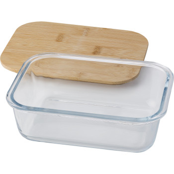 gadget ecologici con logo - Contenitore pranzo Nicole | Vetro | Coperchio bambù | 900 ml