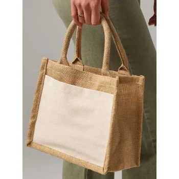 Borse shopper juta personalizzate con logo - Cotton Pocket Jute Gift Bag