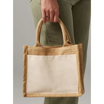 Borse shopper juta personalizzate con logo - Cotton Pocket Jute Gift Bag