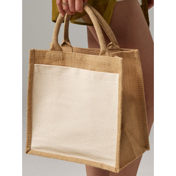 borse juta personalizzate - Cotton Pocket Jute Midi Tote