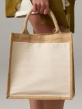 Cotton Pocket Jute Midi Tote