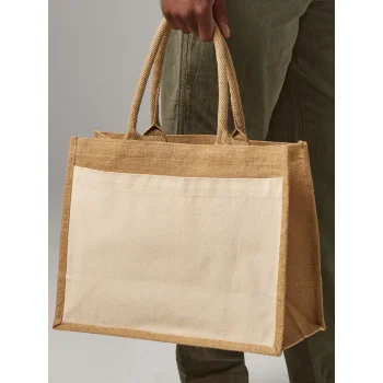 Borse shopper juta personalizzate con logo - Cotton Pocket Jute Shopper
