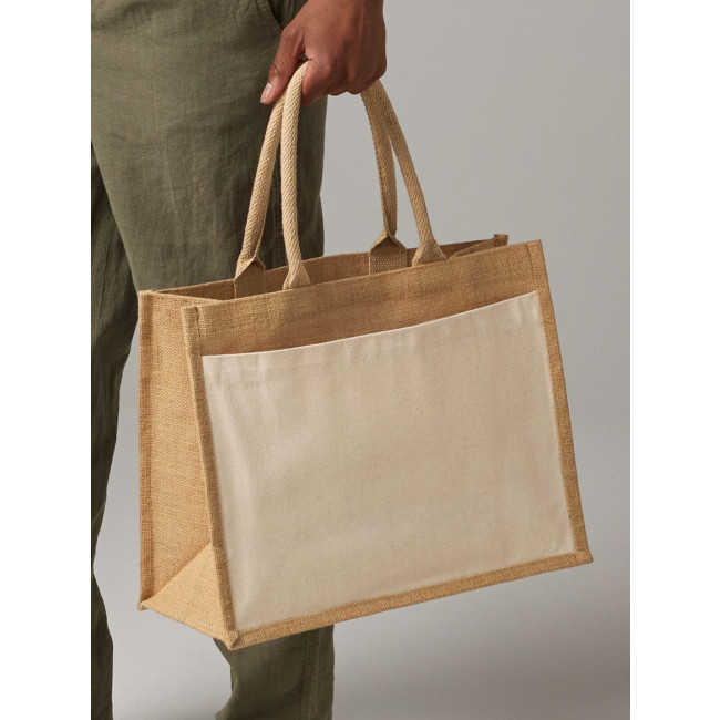 Shopper juta personalizzate con logo - Cotton Pocket Jute Shopper